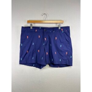Dash Women's Navy Blue‎ Flip Flop Print Shorts Size 14 Cotton Blend Casual